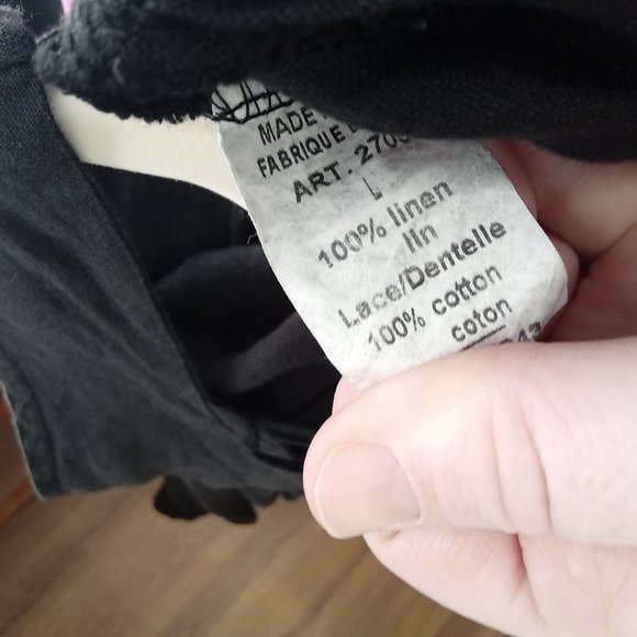 100% Cotton/Linen full length black dress. Cross strap back - Picture 2 of 3